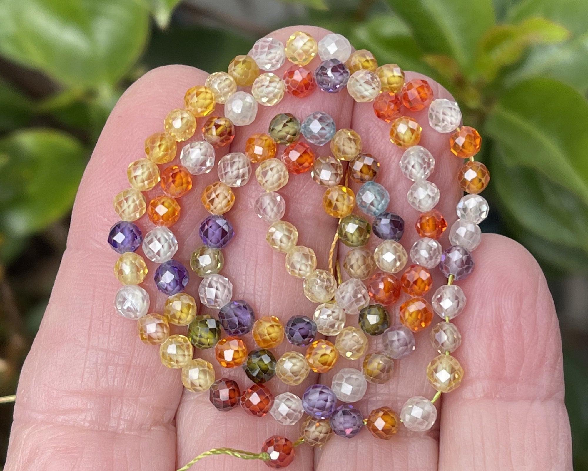 Multi color Zircon beads, 4mm round micro faceted sparkling CZ beads 15" strand