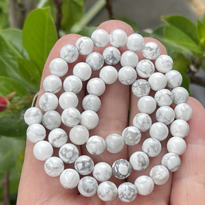 White Howlite polished 6mm round natural gemstone beads 15" strand - Oz Beads 