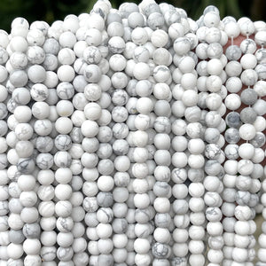White Howlite matte 6mm round natural gemstone beads 15.5" strand - Oz Beads 