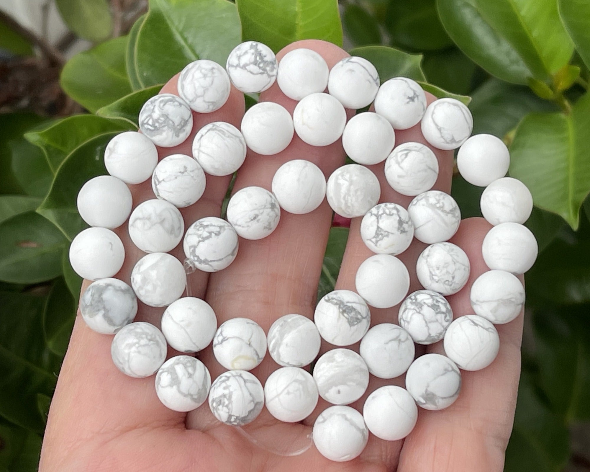White Howlite matte 8mm round natural gemstone beads 15" strand - Oz Beads 