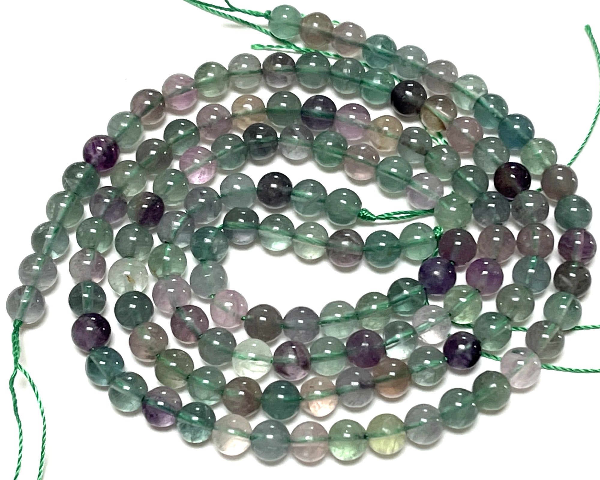 Fluorite 6mm round natural gemstone beads 15.5" strand - Oz Beads 