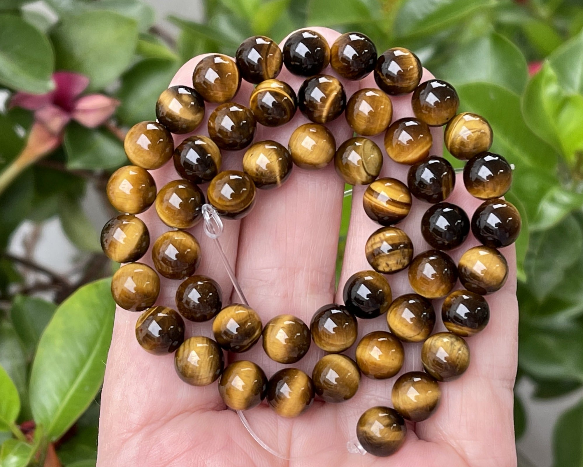 Yellow Tiger Eye 8mm round polished gemstone beads 15.5" strand - Oz Beads 