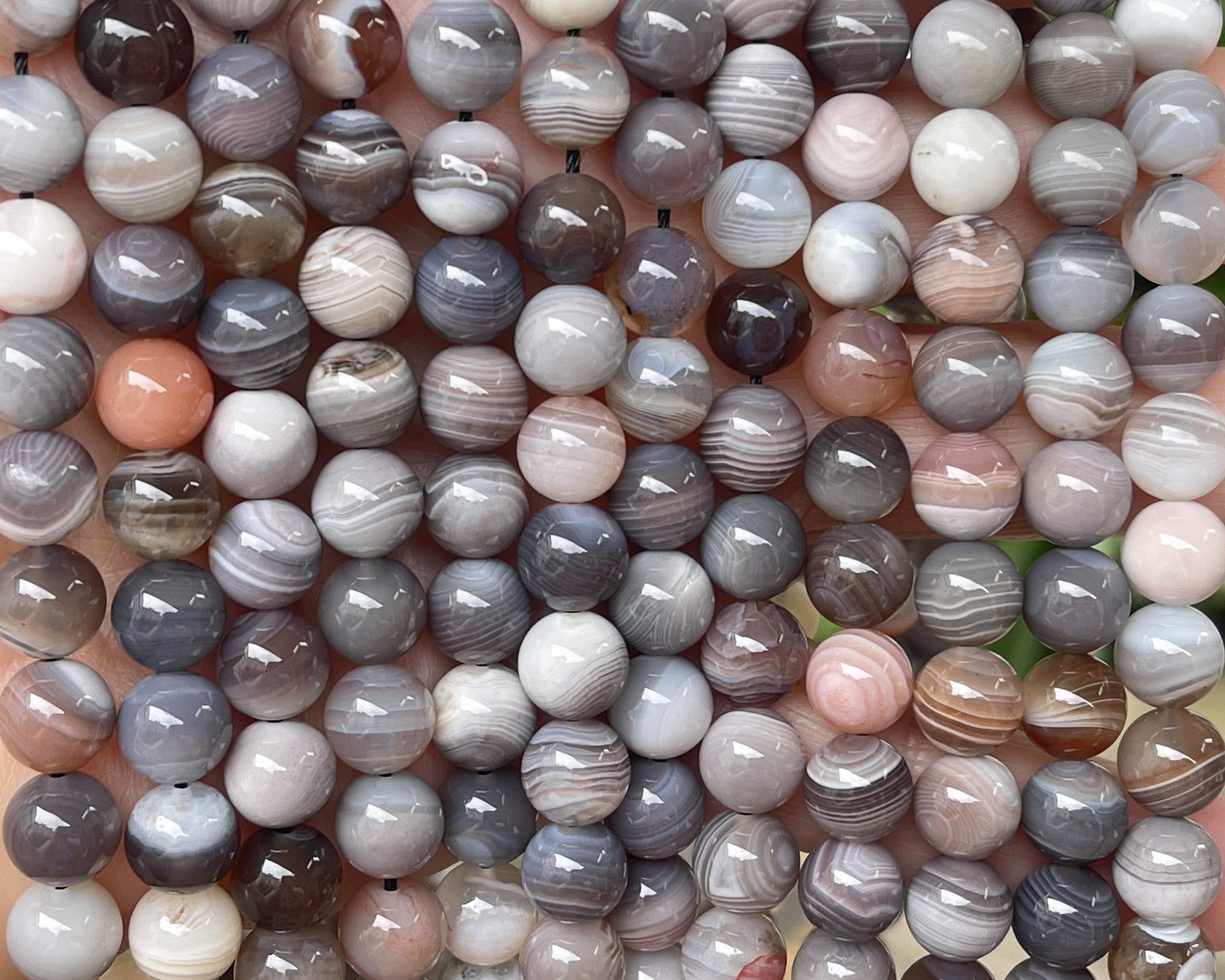Pink Botswana Agate 8mm round natural gemstone beads 15.5" strand