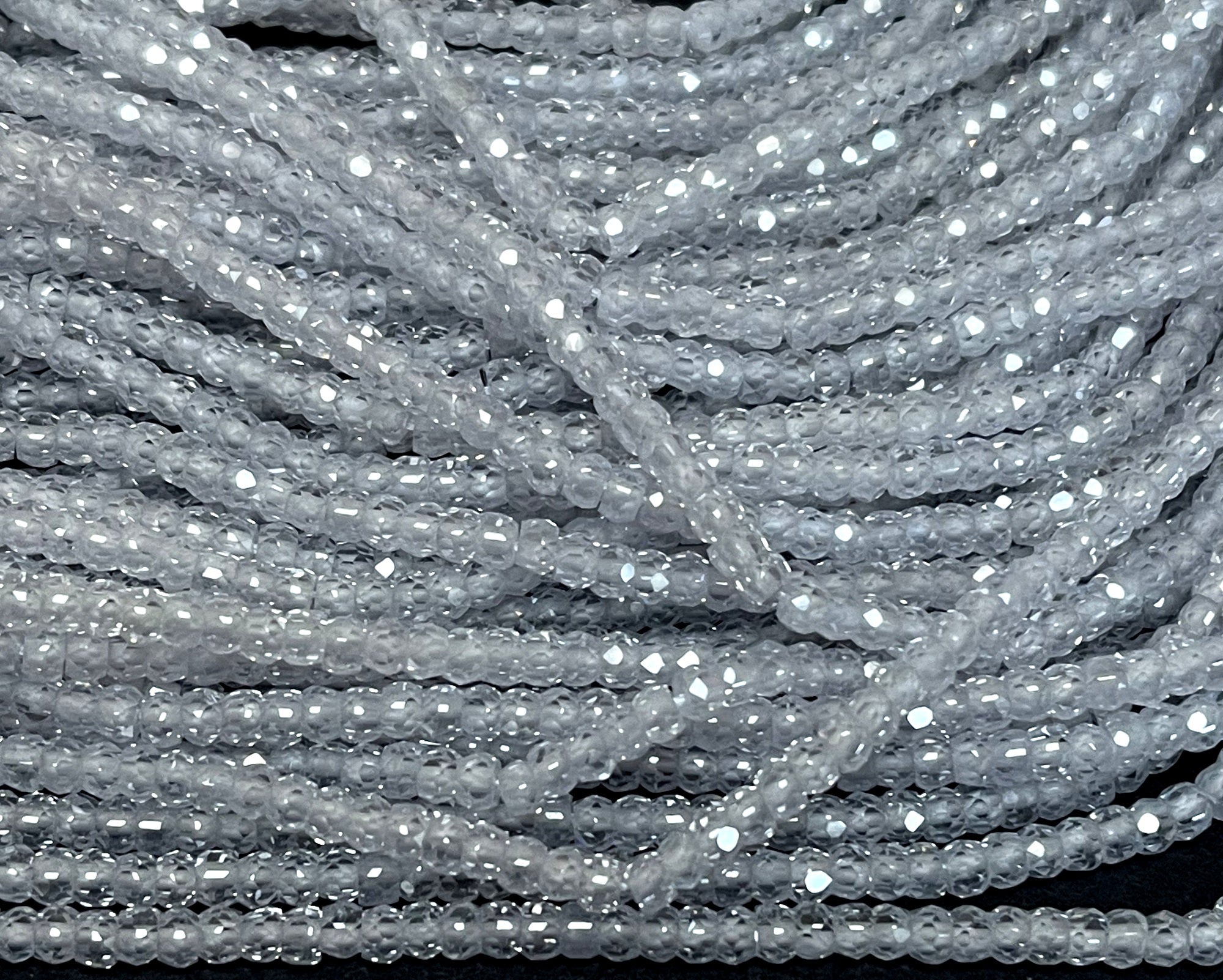 White Zircon 3x2mm rondelle micro faceted sparkling CZ beads 15" strand