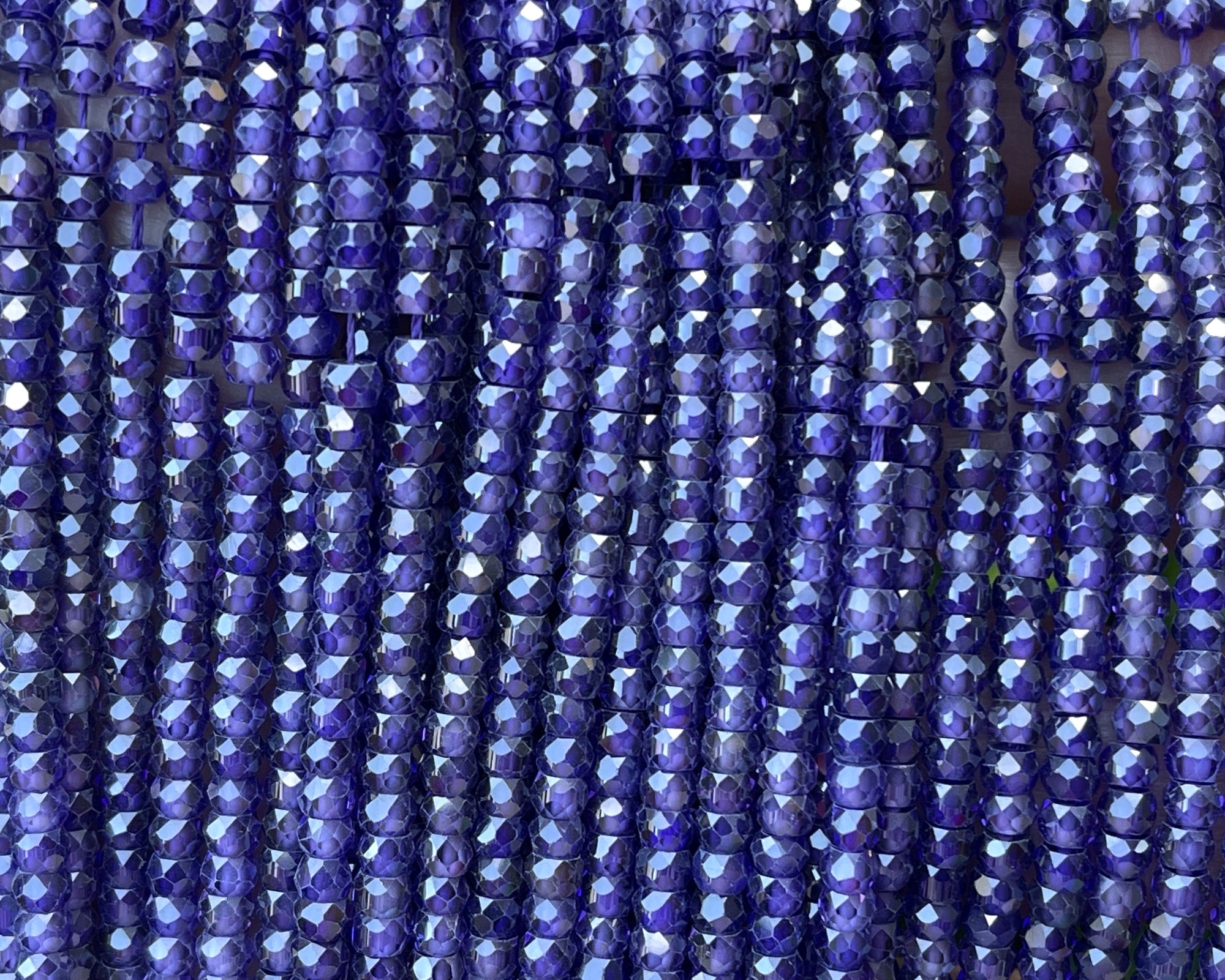 Purple Zircon 3x2mm rondelle micro faceted sparkling CZ beads 15" strand