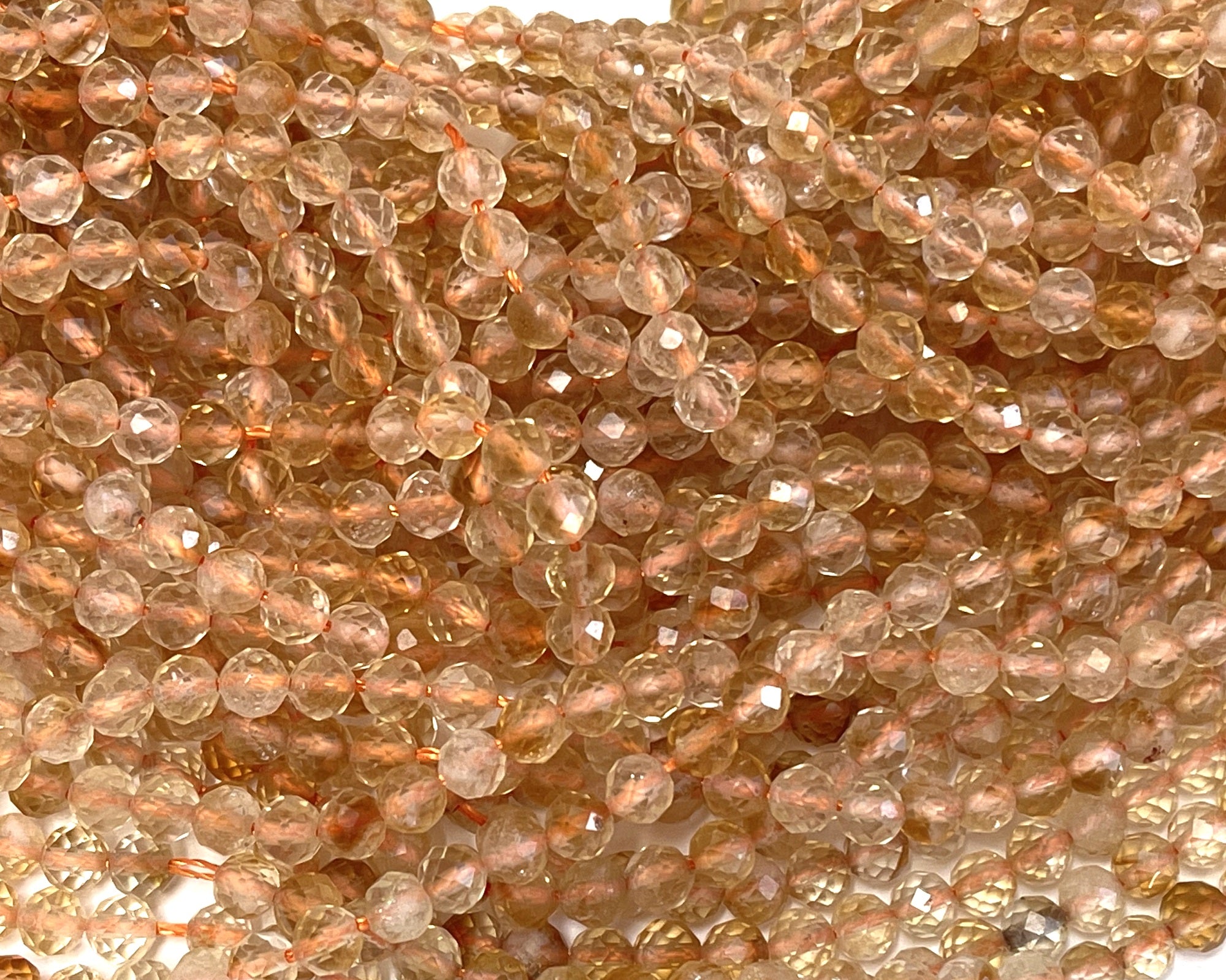 Citrine 4mm faceted round natural gemstone beads 15.5" strand