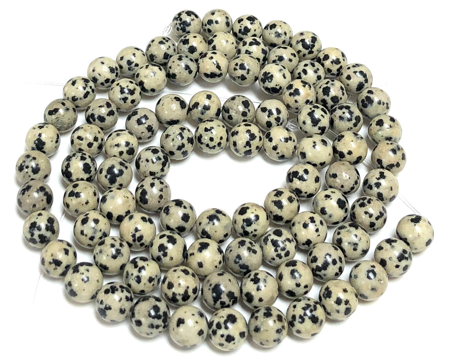 Dalmatian Jasper 8mm round natural gemstone beads 15" strand - Oz Beads 