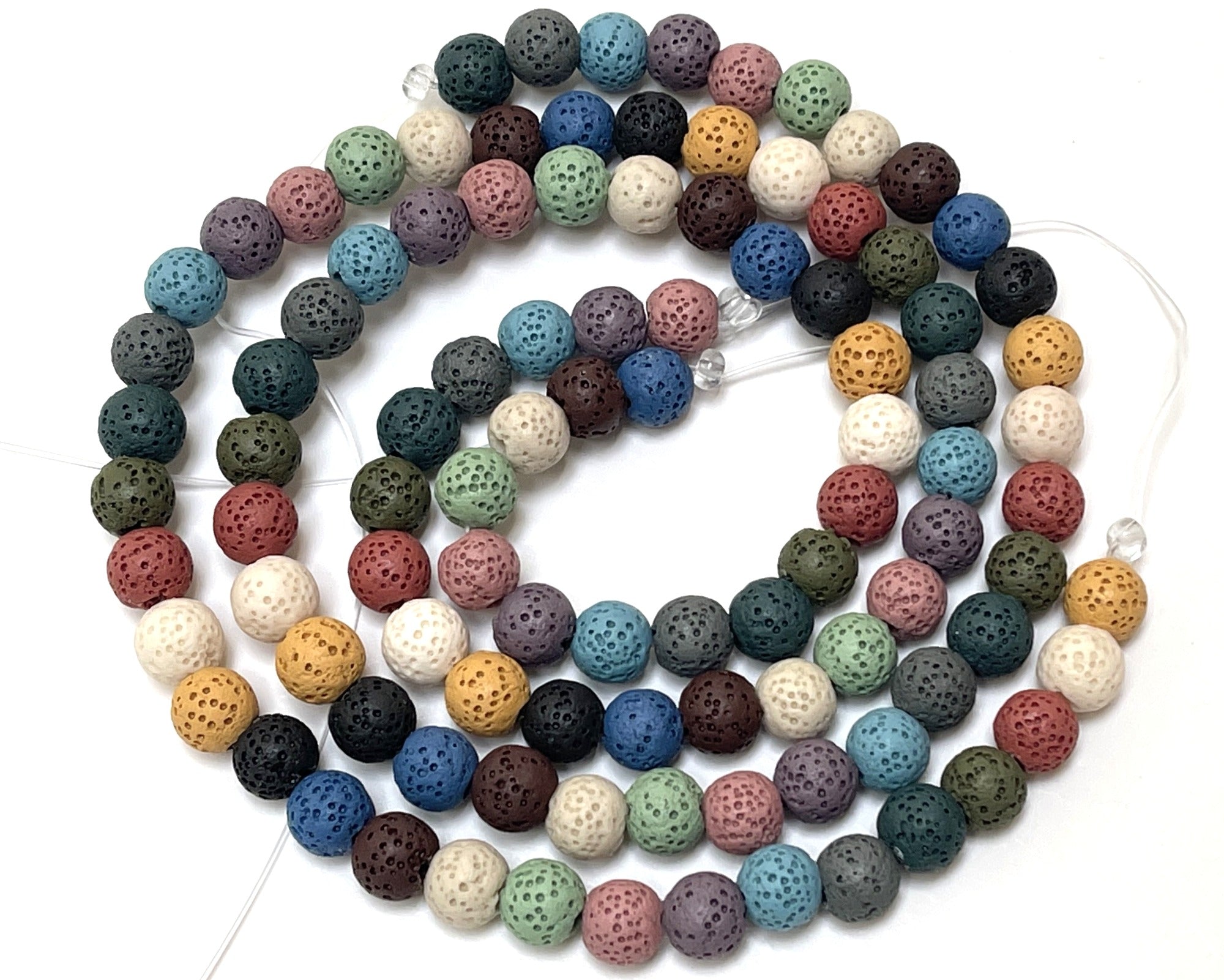 Lava Mix Color 6mm 8mm 10mm round beads 15.5" strand - Oz Beads 