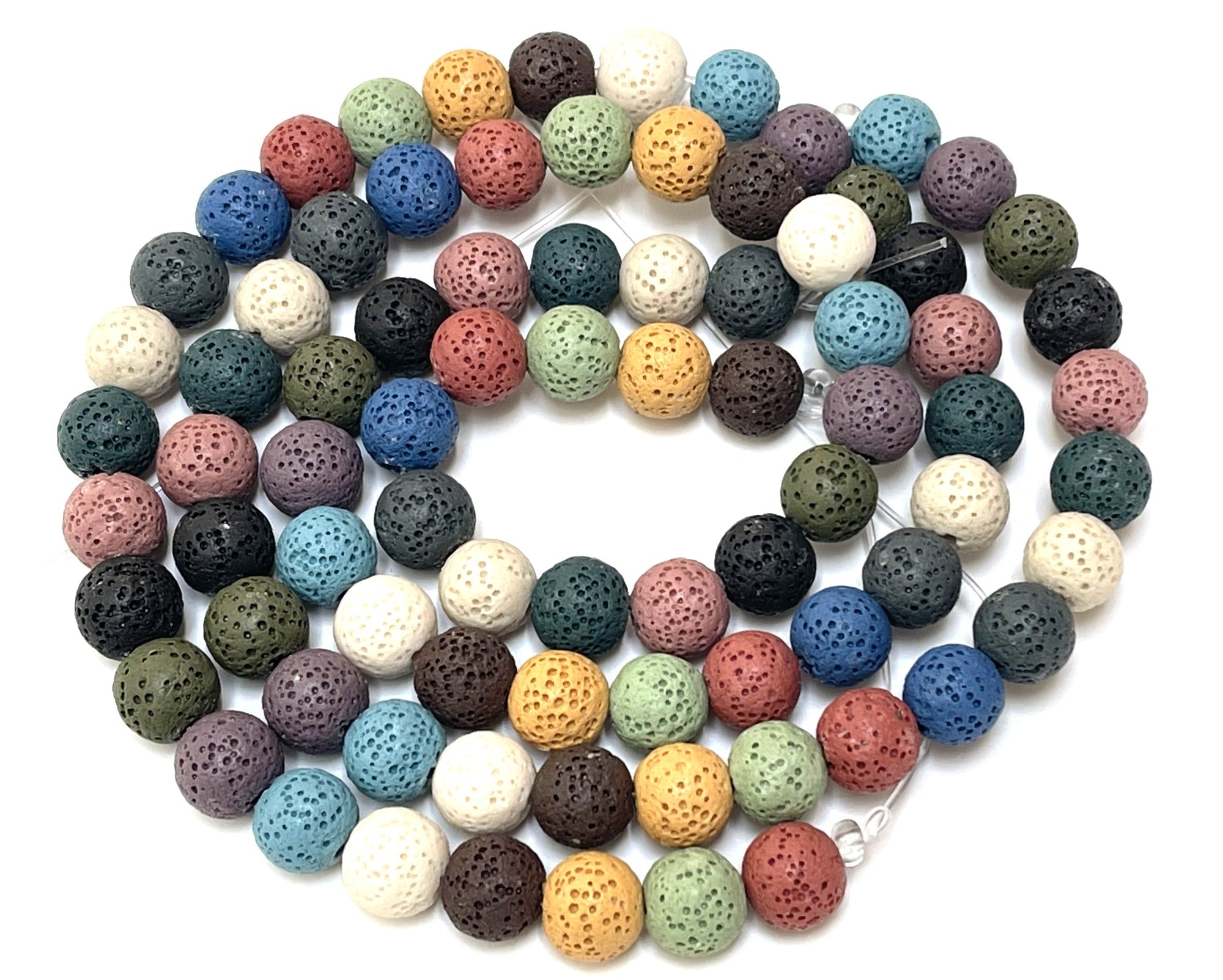 Lava Mix Color 6mm 8mm 10mm round beads 15.5" strand - Oz Beads 