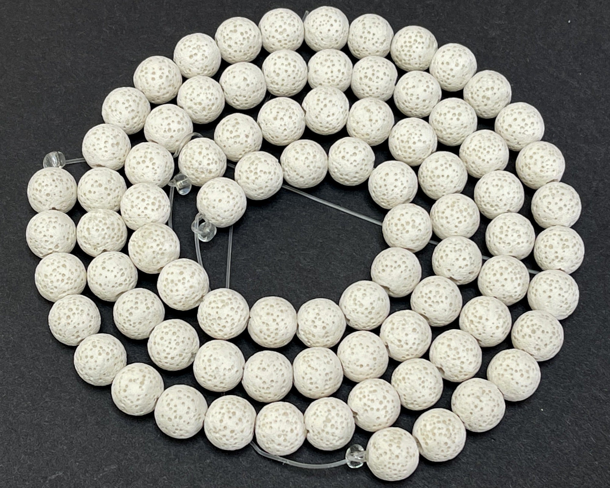 Lava White 6mm 8mm 10mm round natural volcanic lava diffuser beads 16" strand - Oz Beads 