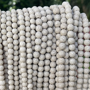 Lava Tan 6mm 8mm round natural volcanic lava diffuser beads 15.5" strand - Oz Beads 