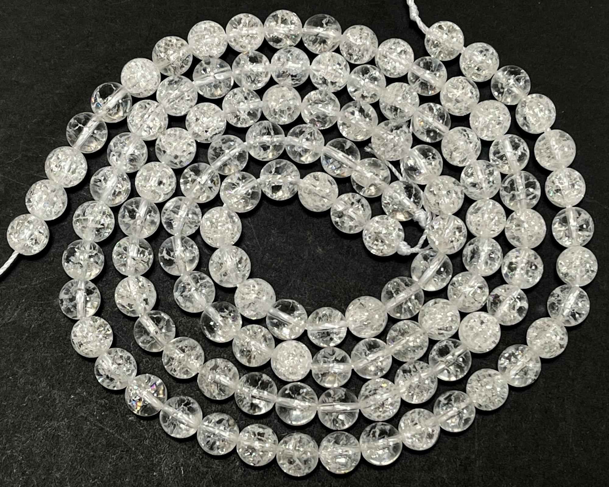 Cracked Quartz 6mm round natural rock crystal beads 15" strand - Oz Beads 