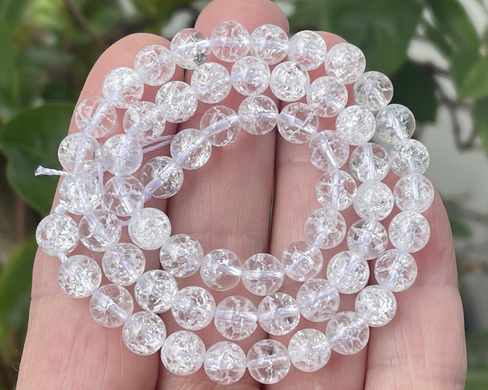 Cracked Quartz 6mm round natural rock crystal beads 15" strand - Oz Beads 