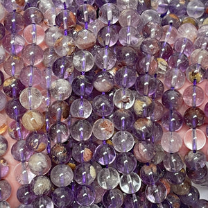 Super Seven Cacoxenite Amethyst 6mm round beads 15.5" strand - Oz Beads 