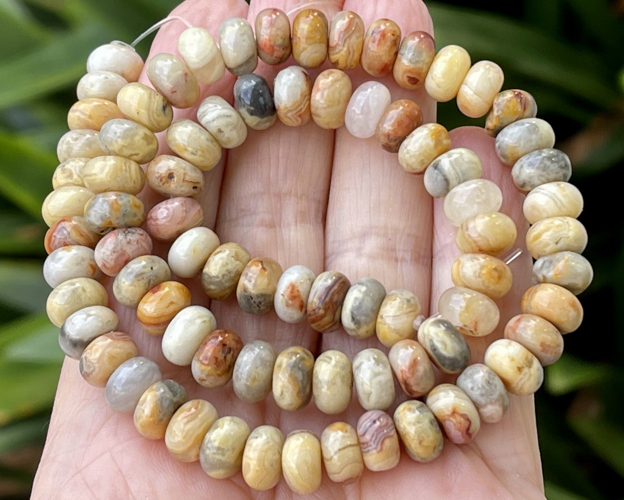 Crazy Lace Agate 8x5mm rondelle natural gemstone beads 16" strand