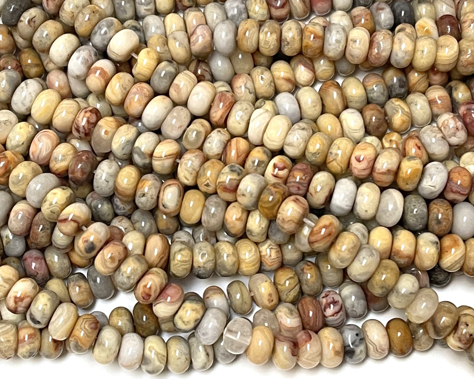 Crazy Lace Agate 8x5mm rondelle natural gemstone beads 16" strand