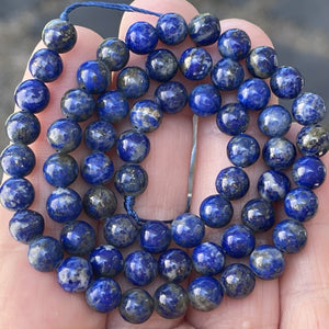 Lapis Lazuli 6mm round natural gemstone beads 15.5" strand - Oz Beads 
