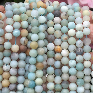Amazonite matte 6mm round multi color gemstone beads 15.5" strand - Oz Beads 