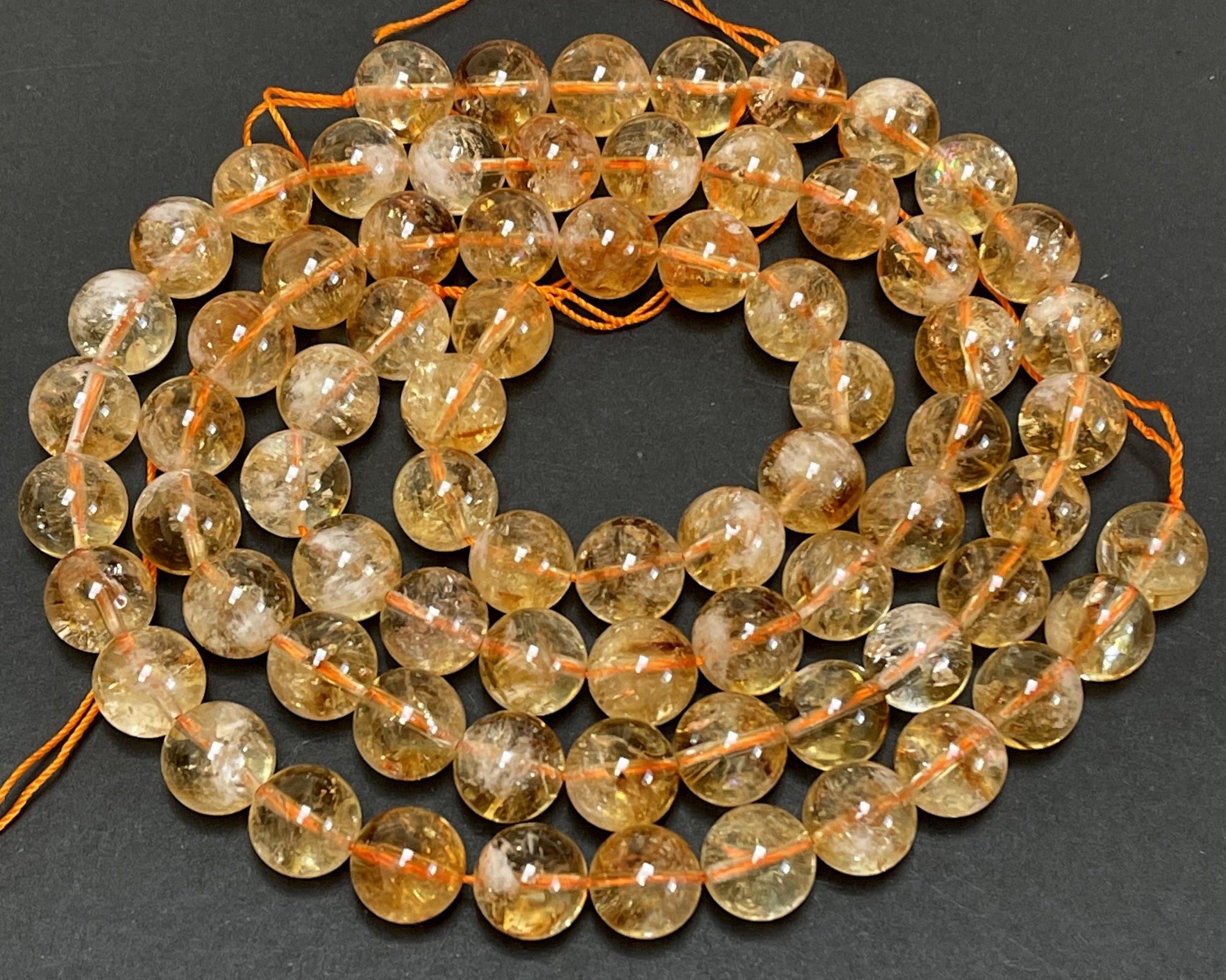 Citrine 10mm round natural gemstone beads 15.5" strand