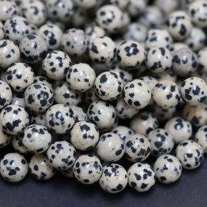 Dalmatian Jasper 8mm round natural gemstone beads 15" strand - Oz Beads 