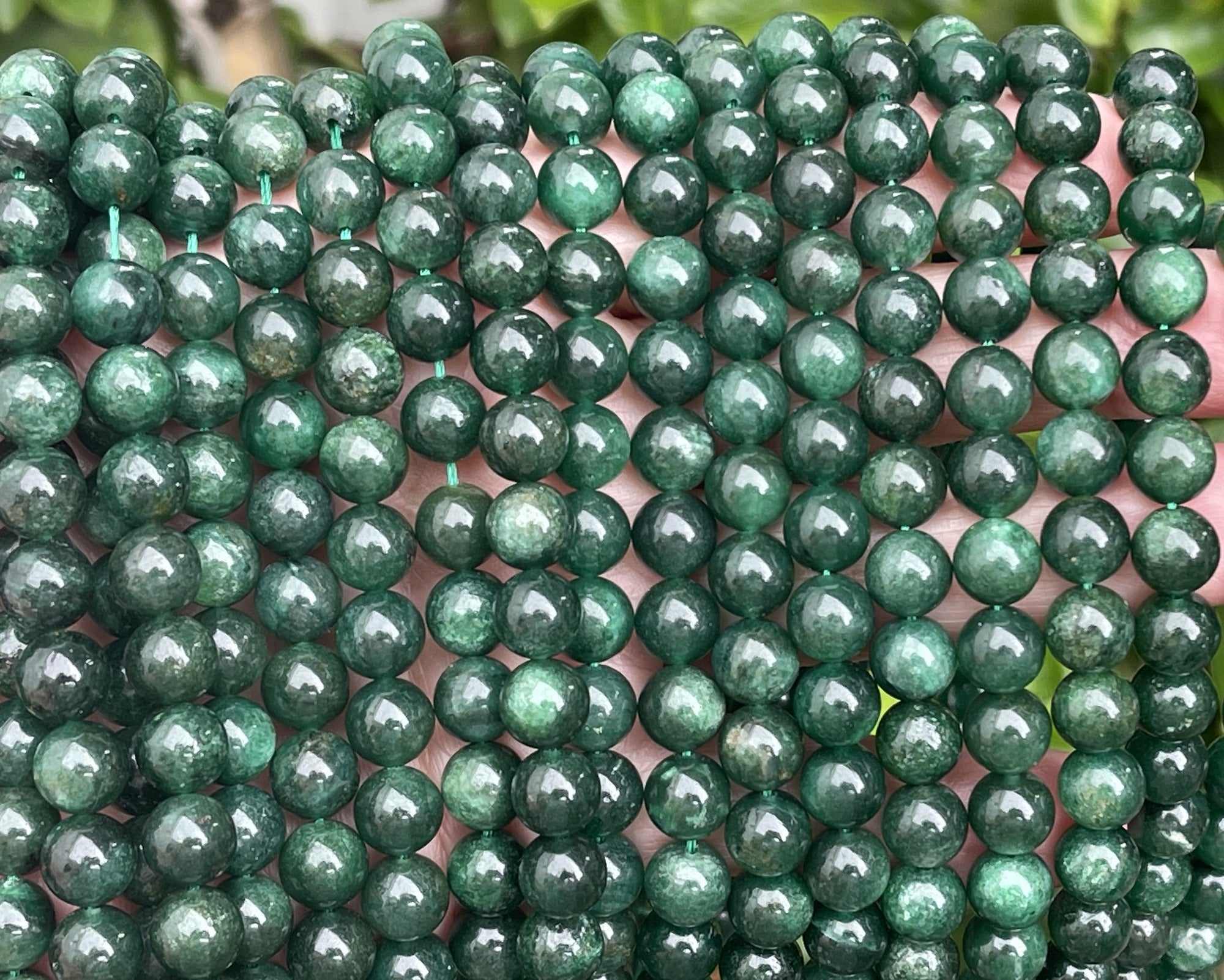 Green Mica Muscovite 8mm round natural gemstone beads 15.5" strand