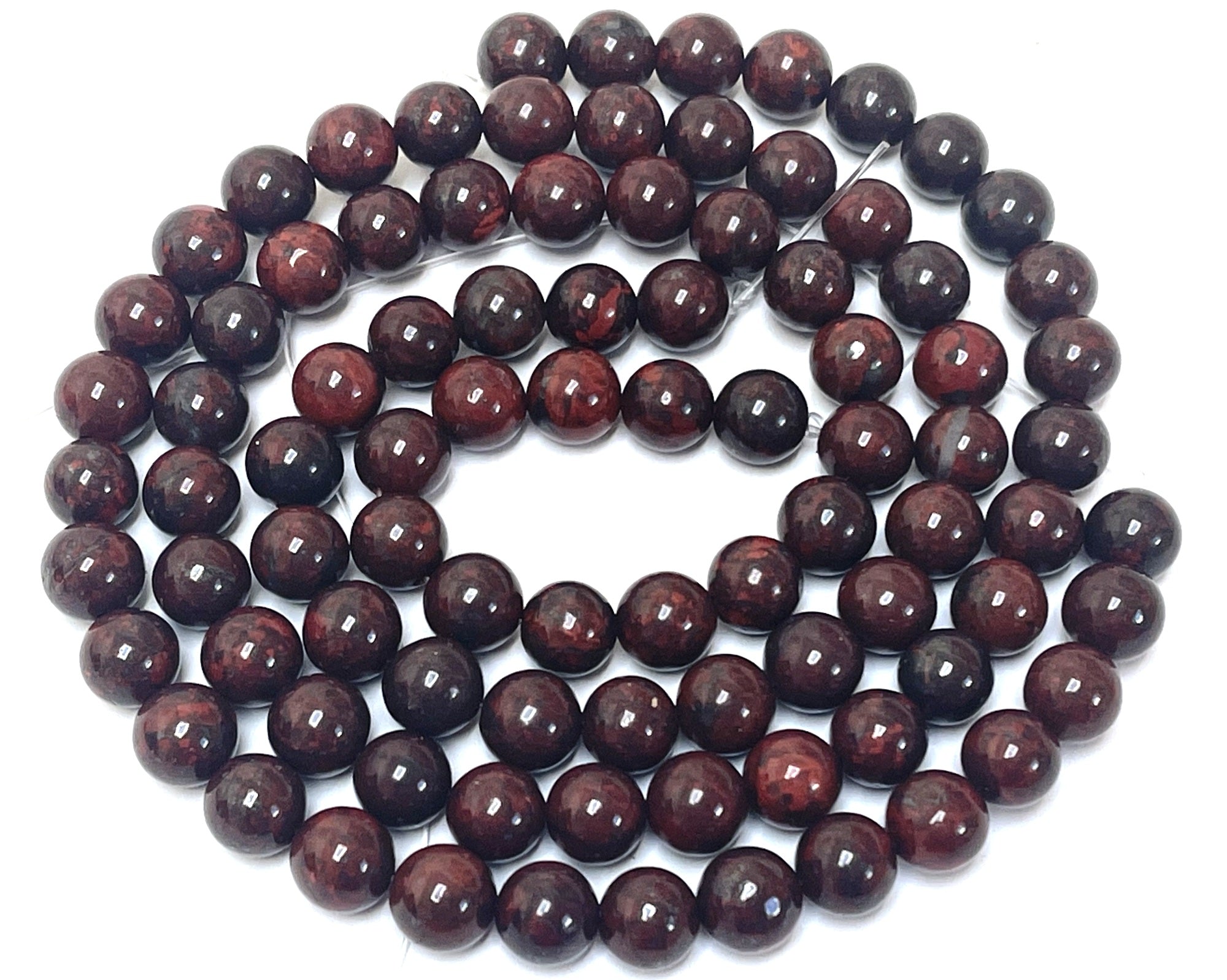 Poppy Jasper 8mm round natural gemstone beads 15" strand - Oz Beads 