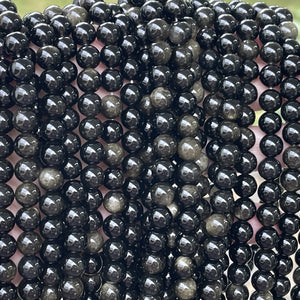 Golden Obsidian 8mm round natural gemstone beads 15" strand - Oz Beads 