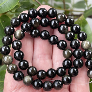 Golden Obsidian 8mm round natural gemstone beads 15" strand - Oz Beads 