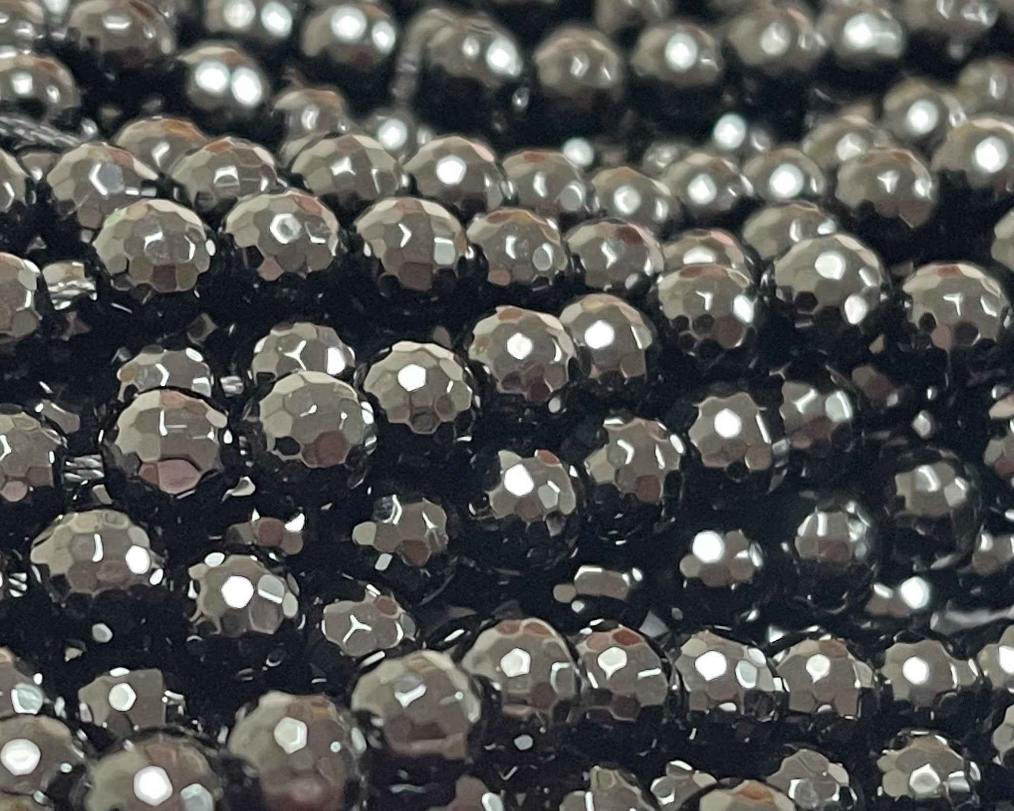 Black Onyx 6mm round micro faceted gemstone beads 15" strand