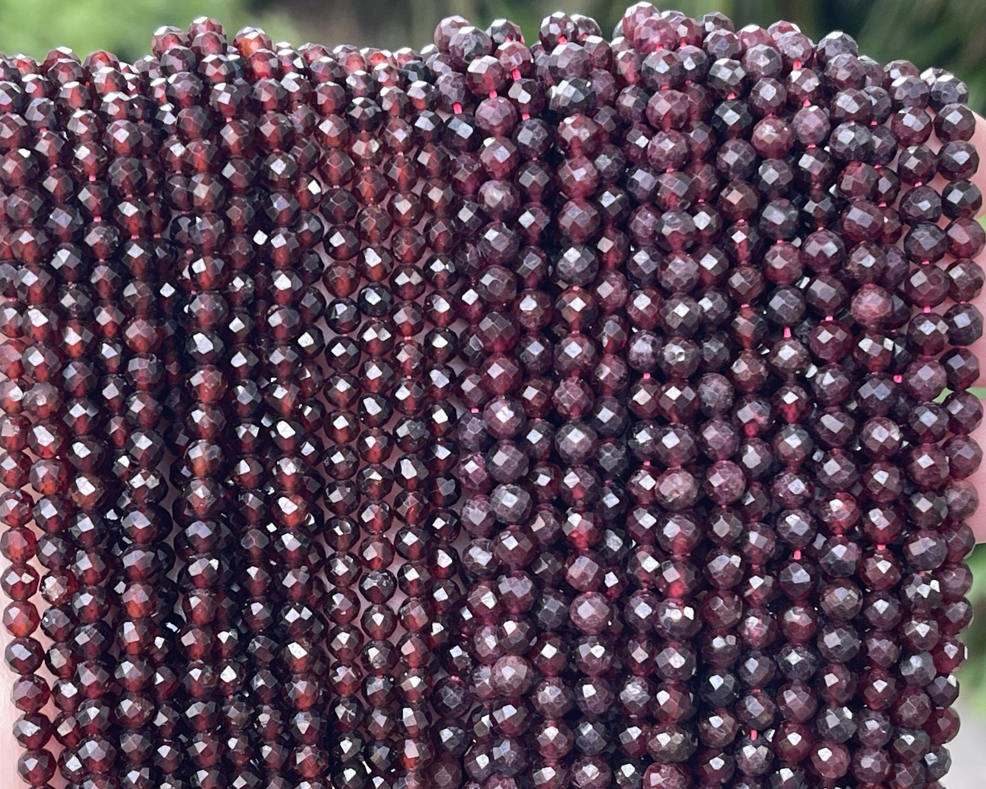 Red Garnet 4mm faceted round natural gemstone beads 15.5" strand