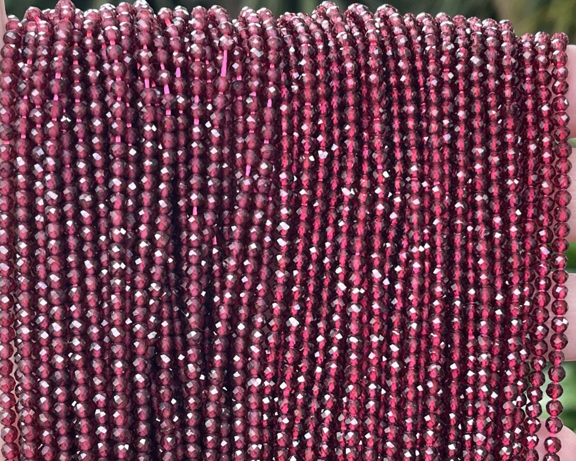 Red Garnet 3mm faceted round natural gemstone beads 15.5" strand - Oz Beads 