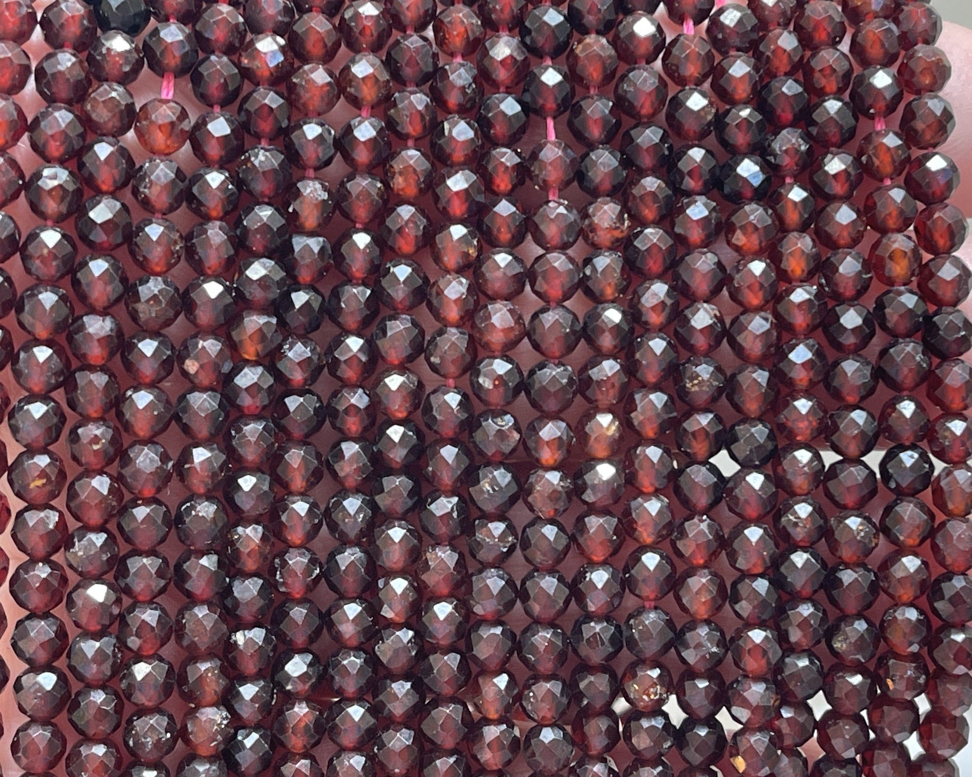 Red Garnet 4mm faceted round natural gemstone beads 15.5" strand