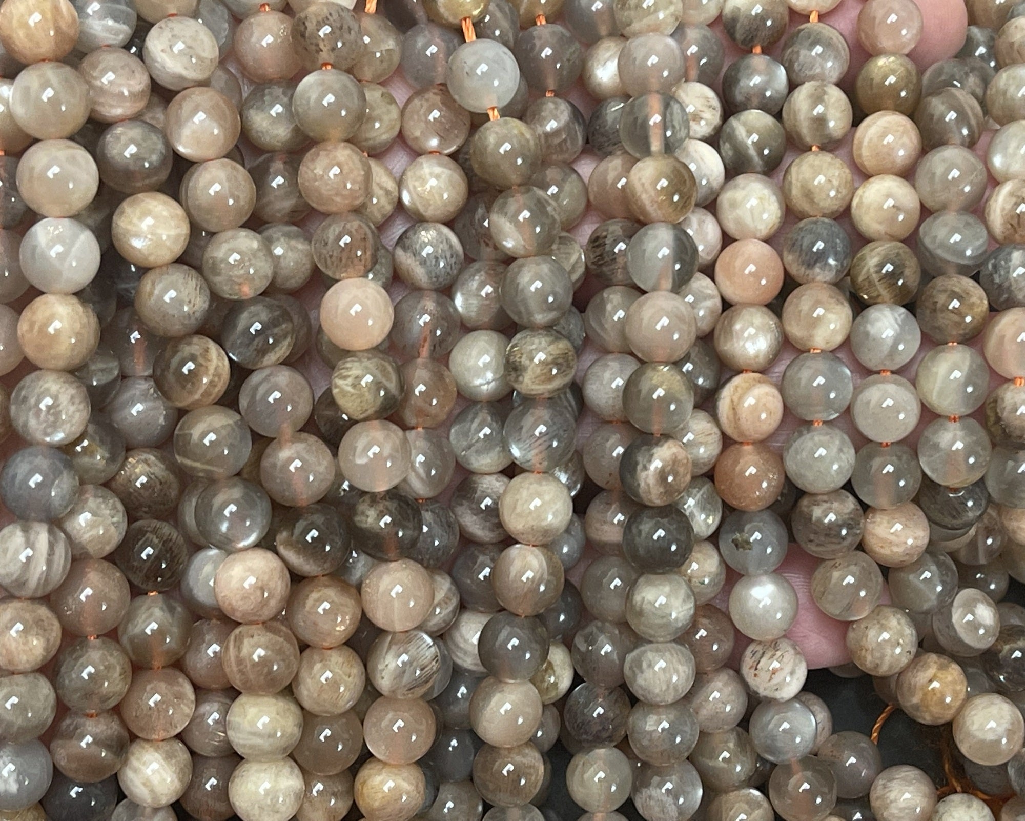 Gray Sunstone 8mm round natural gemstone beads 15.5" strand