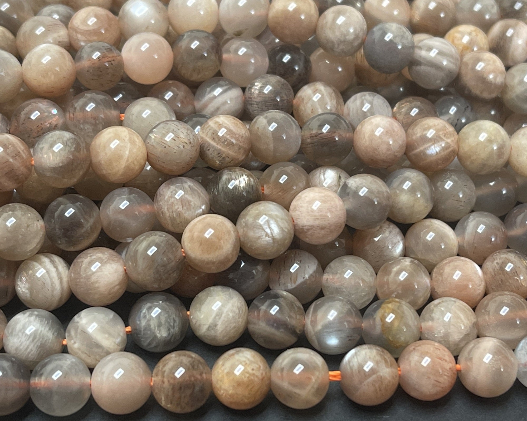 Gray Sunstone 8mm round natural gemstone beads 15.5" strand