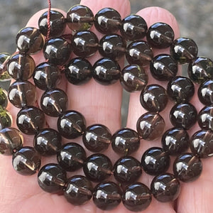 Smoky Quartz 8mm round gemstone beads 15.5" strand - Oz Beads 