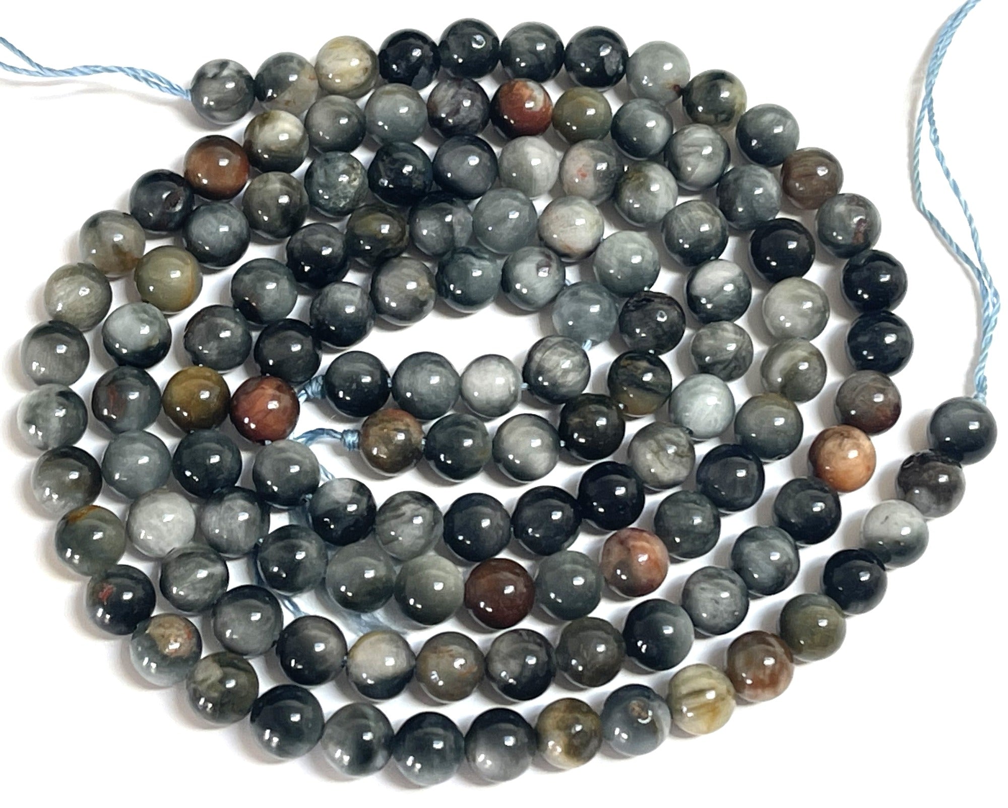 Eagle Eye 6mm round natural gemstone beads 15.5" strand