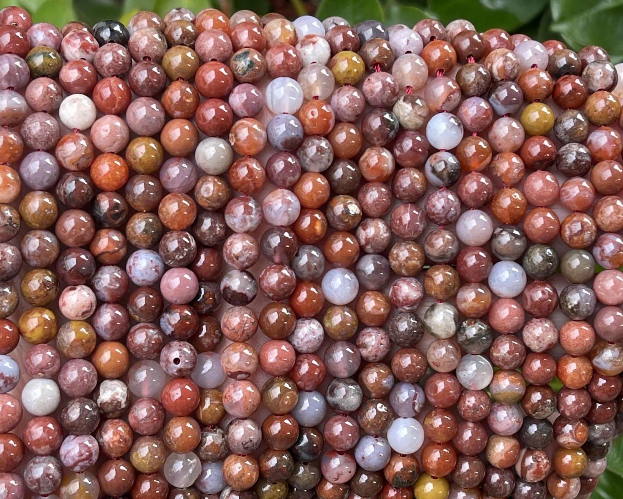 Portuguese Agate 6mm round natural gemstone beads 15.5" strand