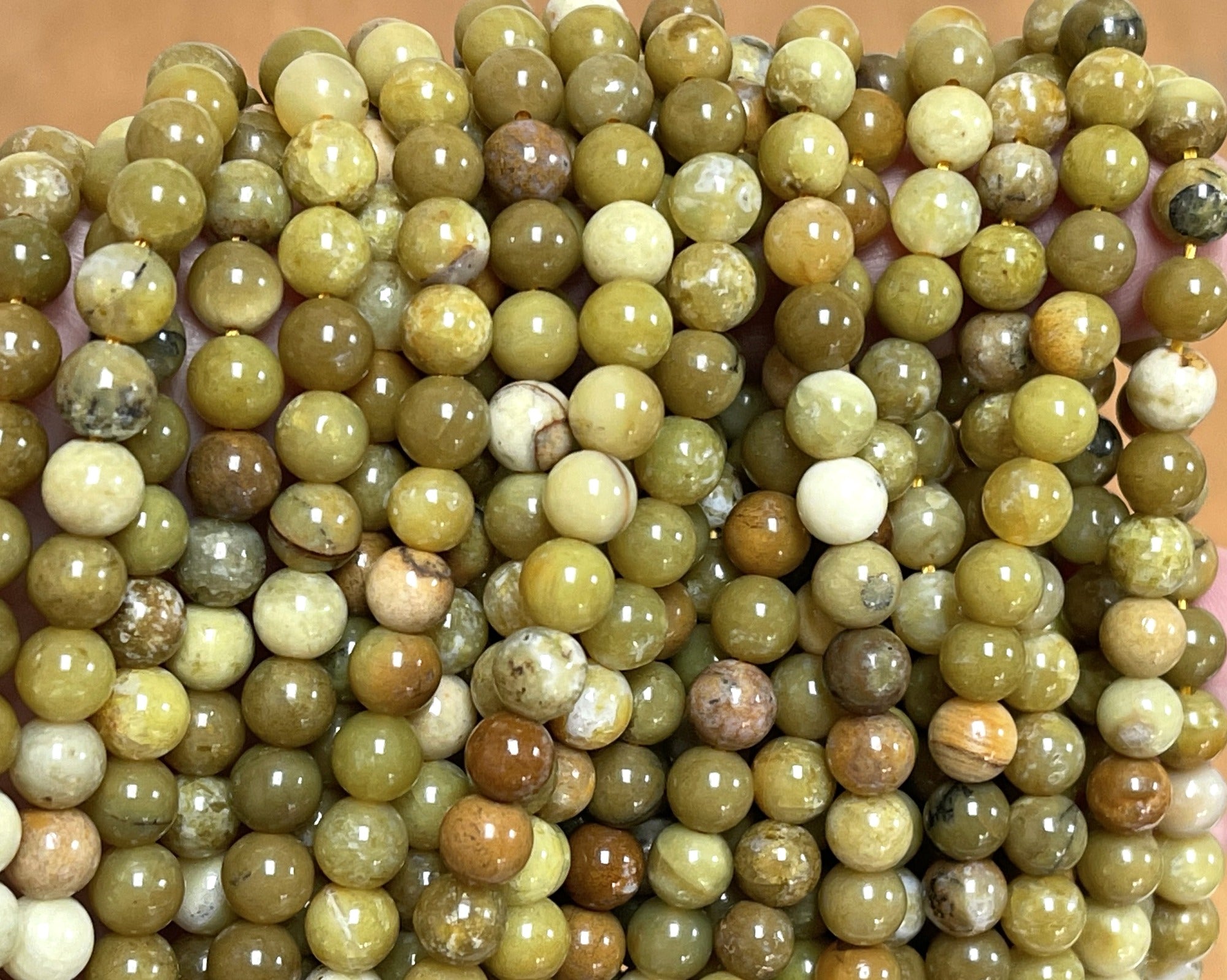 Yellow Opal 6mm round natural gemstone beads 15.5" strand