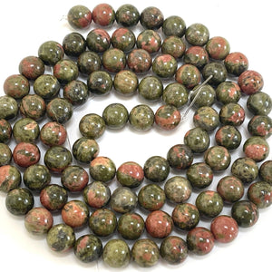 Unakite Jasper 8mm round natural gemstone beads 15" strand - Oz Beads 