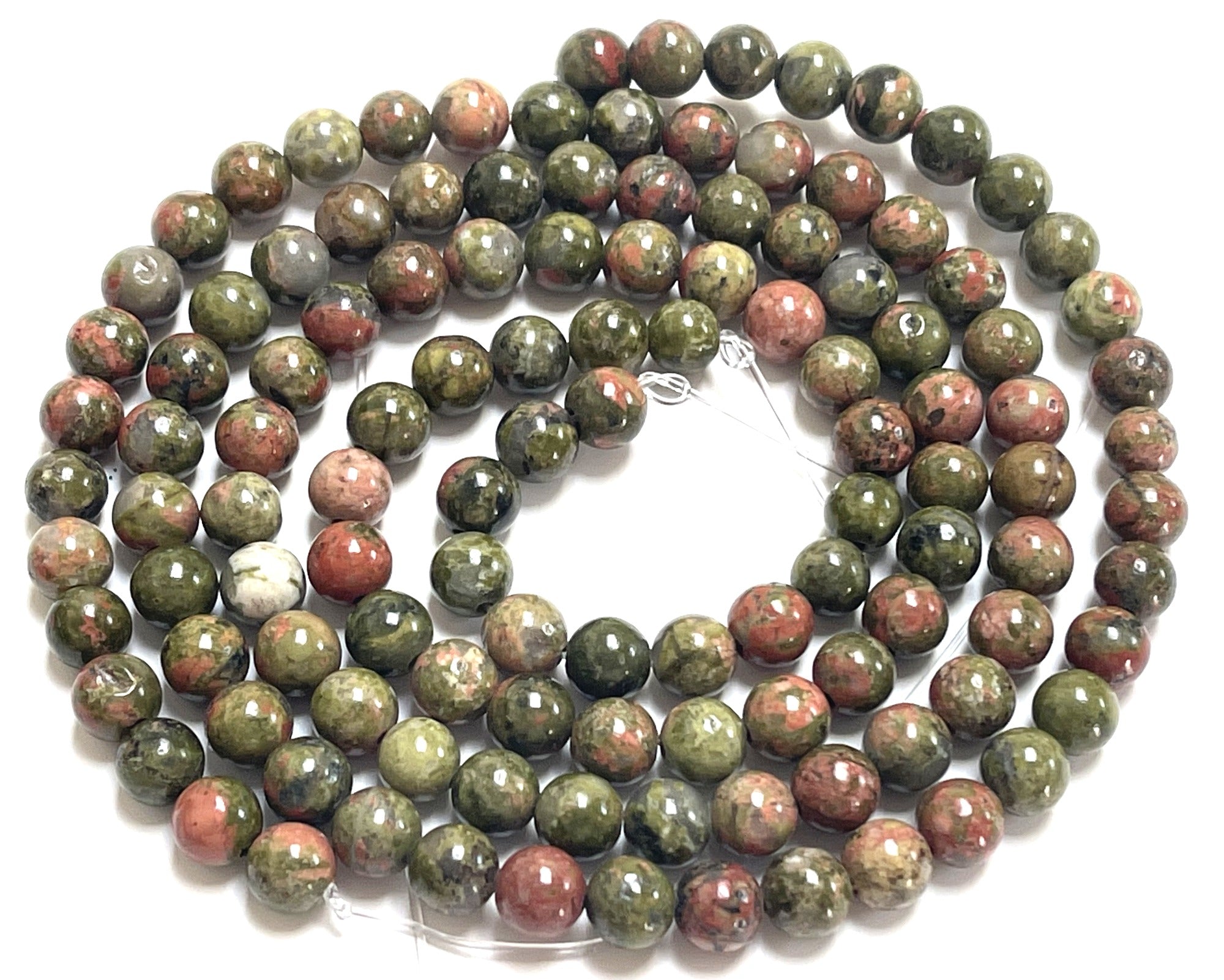 Unakite Jasper 6mm round natural gemstone beads 15" strand