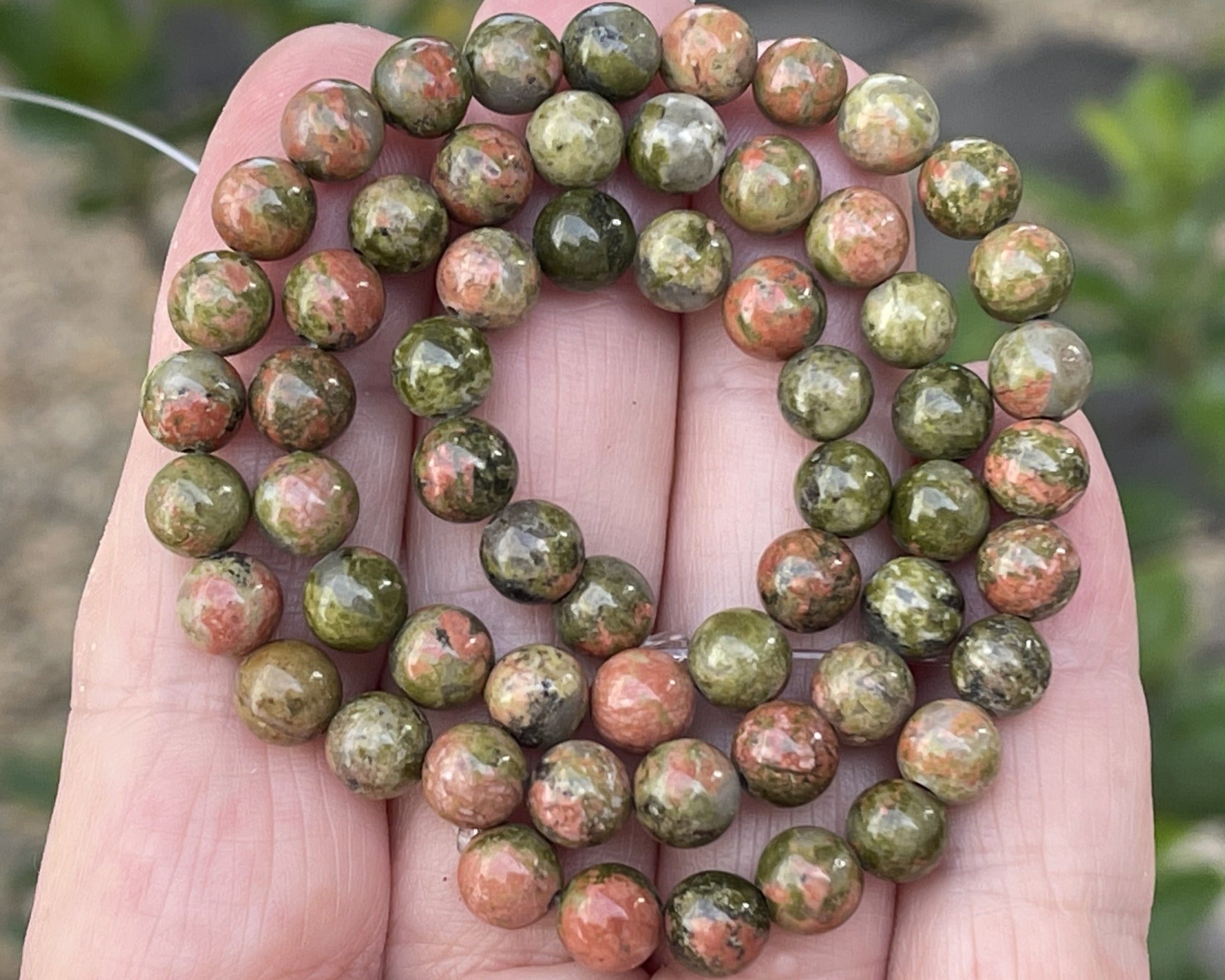 Unakite Jasper 6mm round natural gemstone beads 15" strand