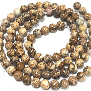 Picture Jasper polished 8mm round gemstone beads 15.5" strand - Oz Beads 