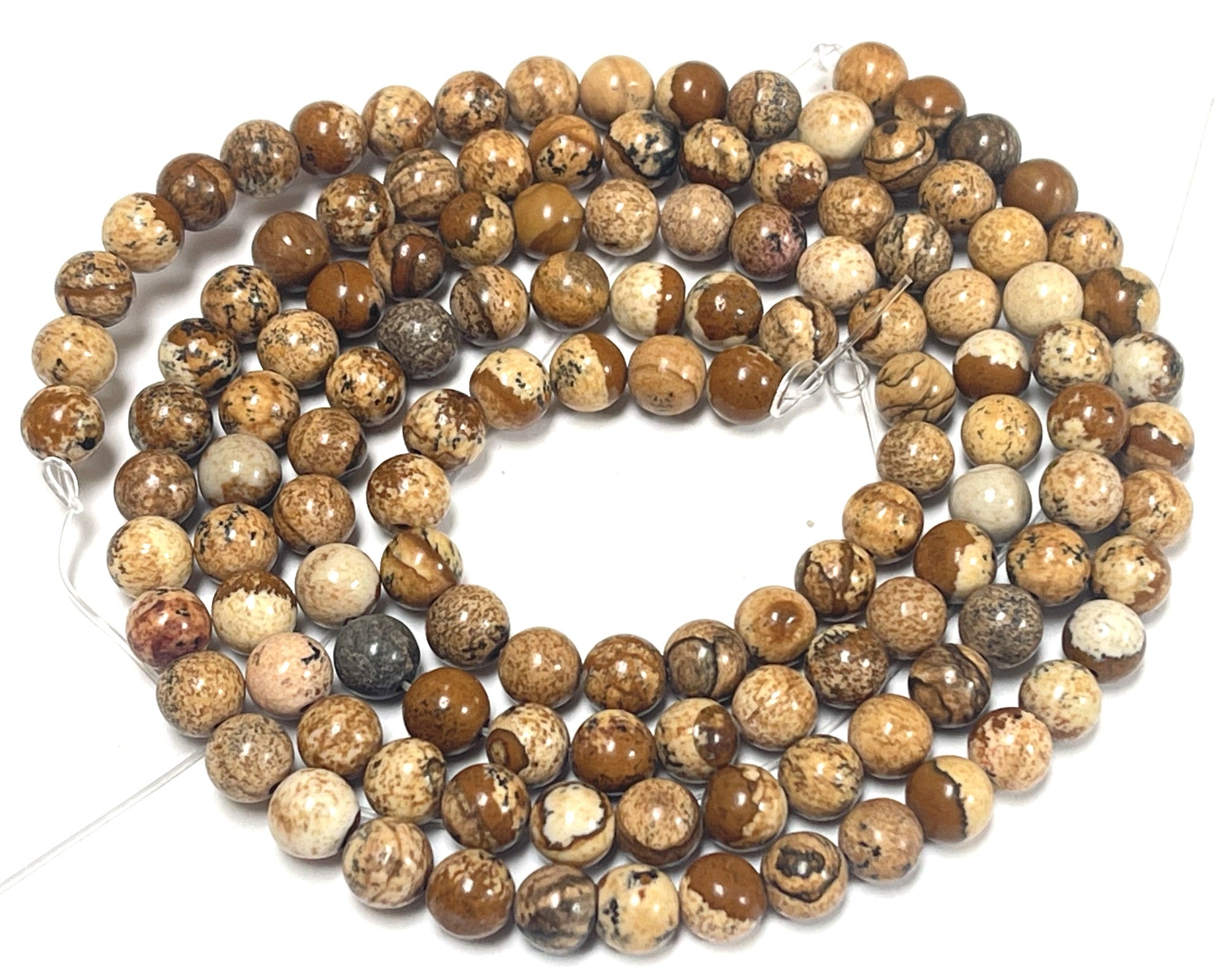 Picture Jasper polished 6mm round gemstone beads 15" strand - Oz Beads 