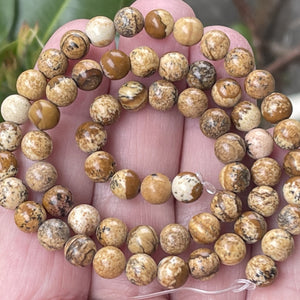 Picture Jasper polished 6mm round gemstone beads 15" strand - Oz Beads 