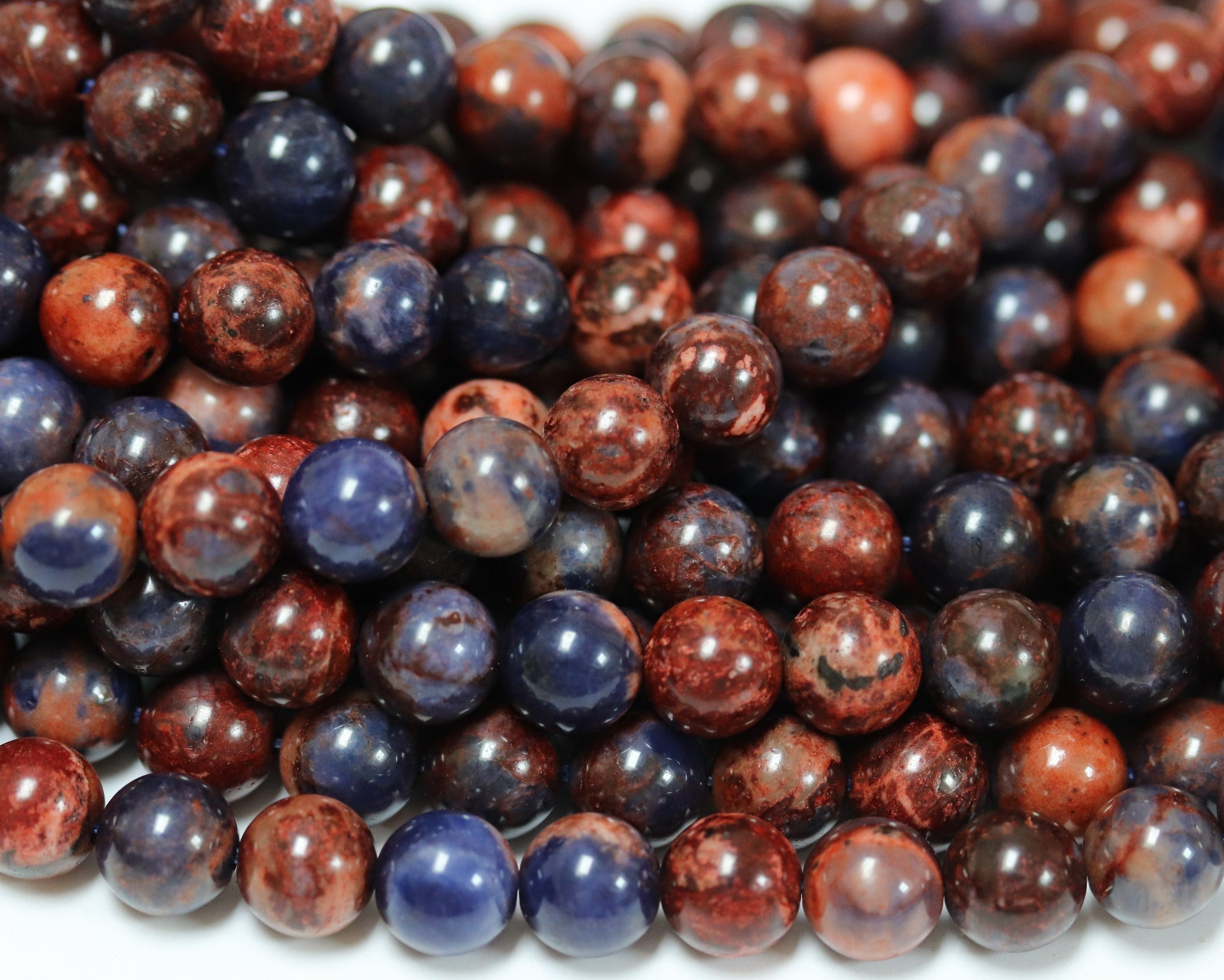 Orange Sodalite 8mm round natural gemstone beads 16" strand - Oz Beads 