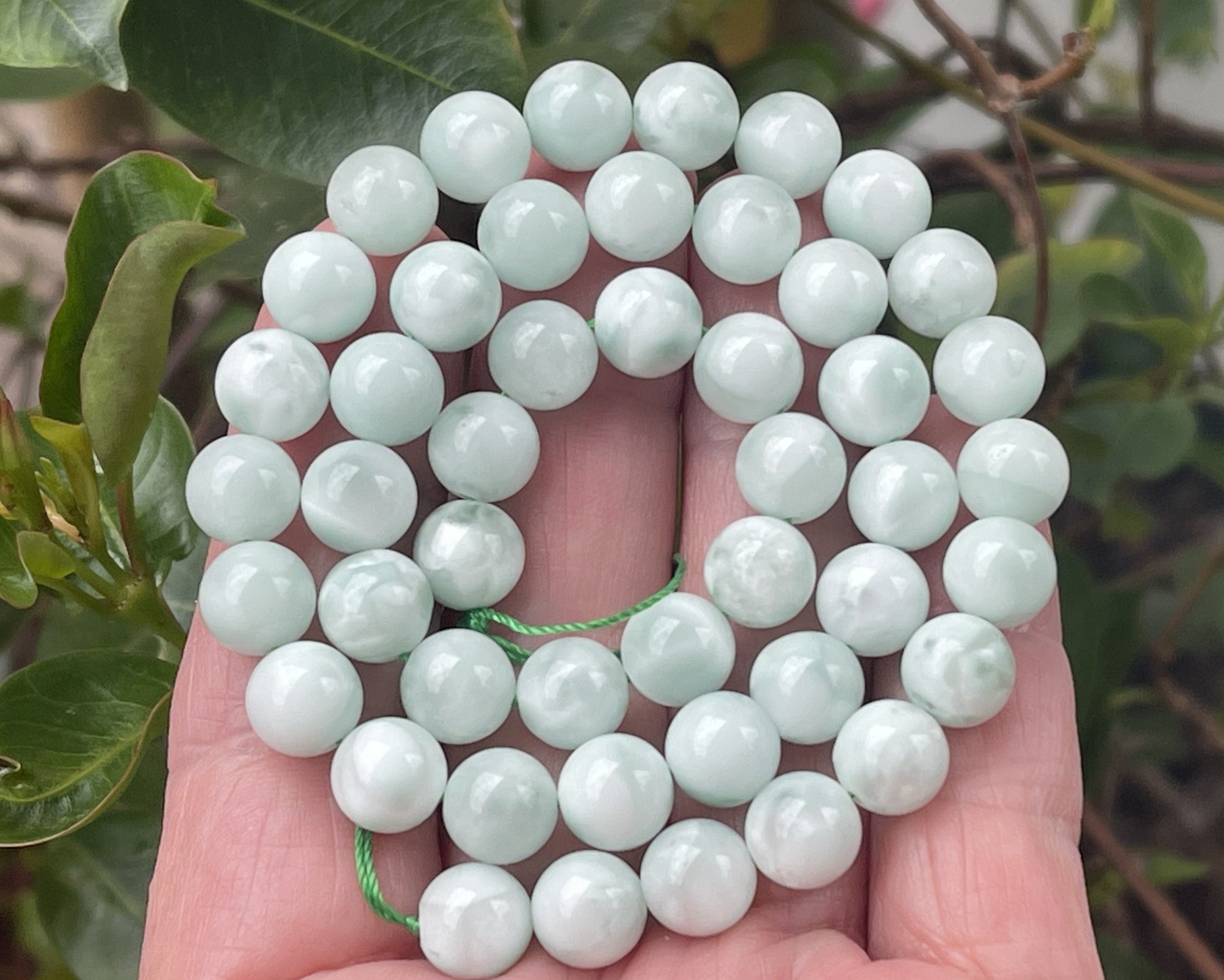 Green Angelite 8mm round natural gemstone beads 16" strand - Oz Beads 