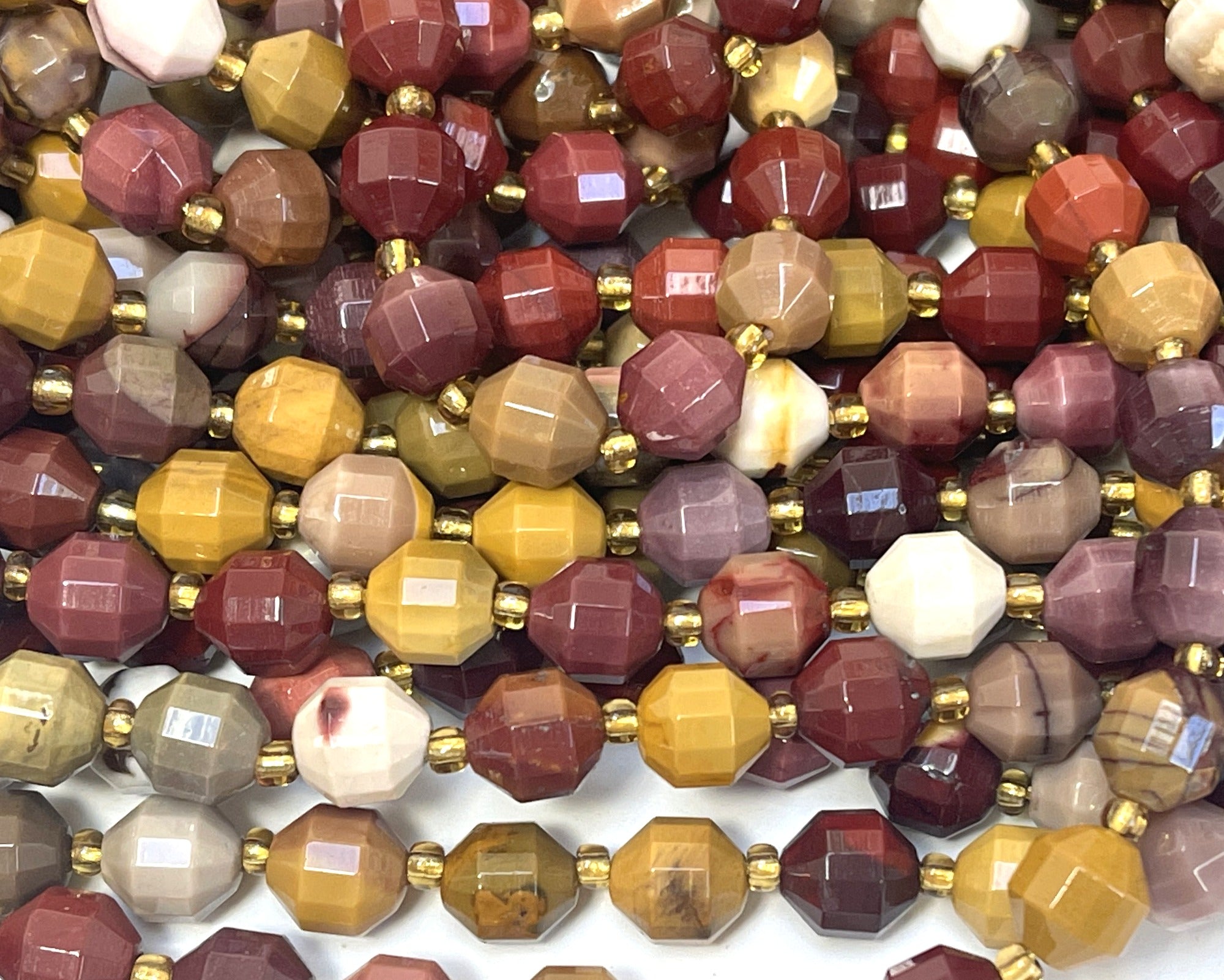 Mookaite Jasper faceted 7x8mm energy prism beads 15" strand