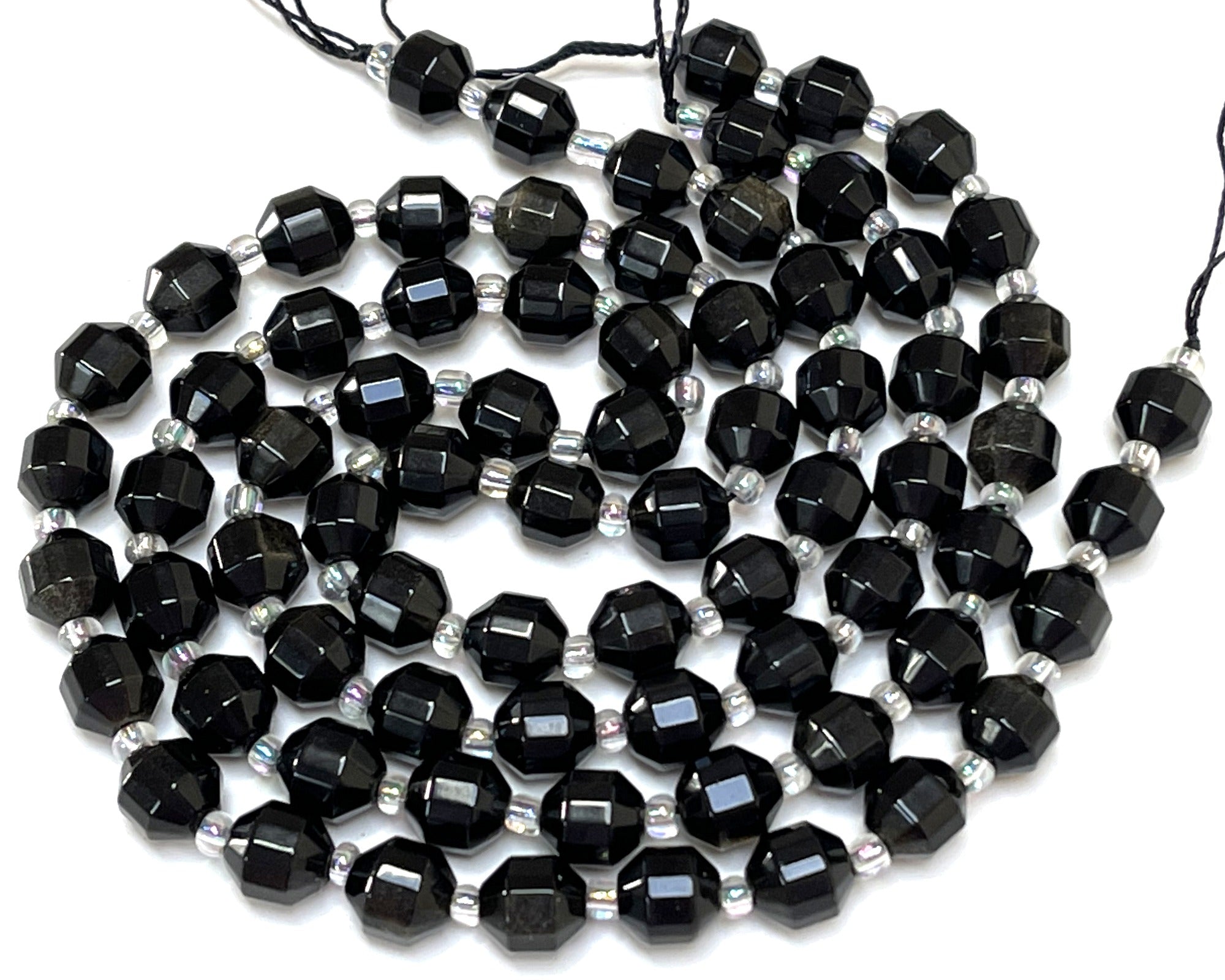 Golden Obsidian faceted 7x8mm energy prism beads 14.5" strand