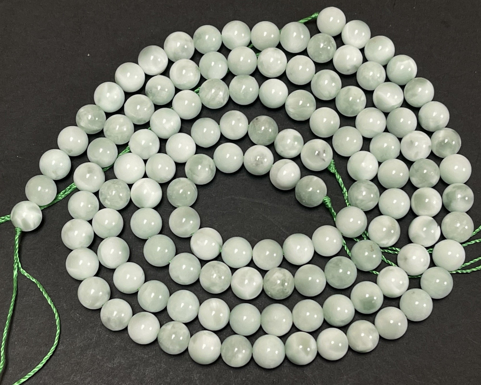 Green Angelite 6mm round natural gemstone beads 15.5" strand - Oz Beads 