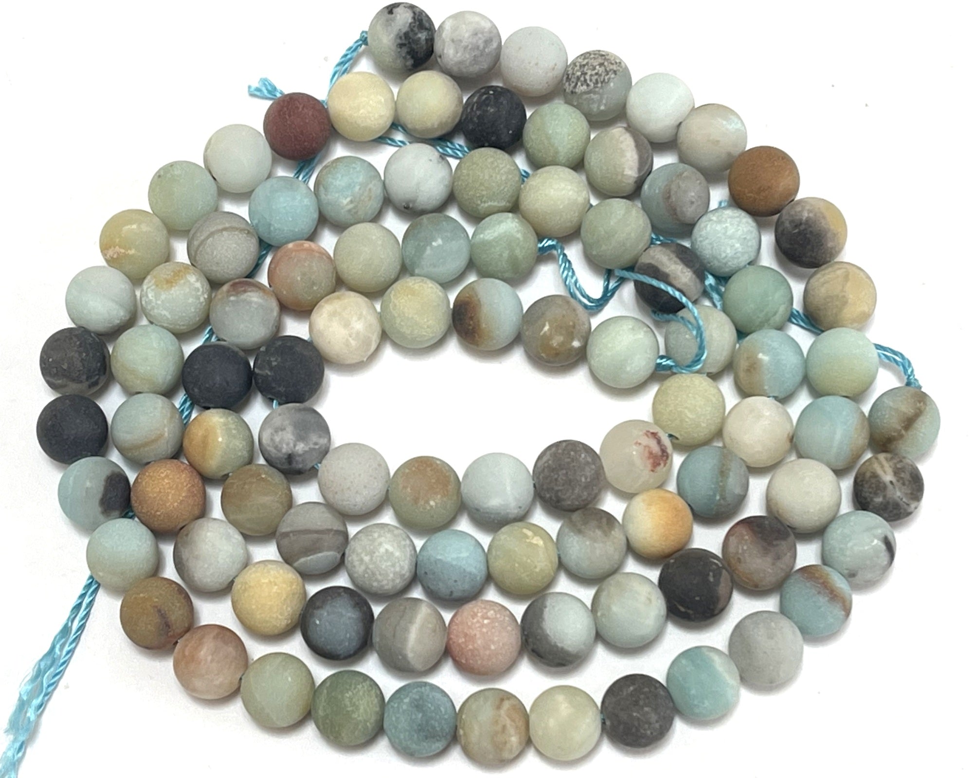 Amazonite matte 8mm round natural gemstone beads 15.5" strand - Oz Beads 